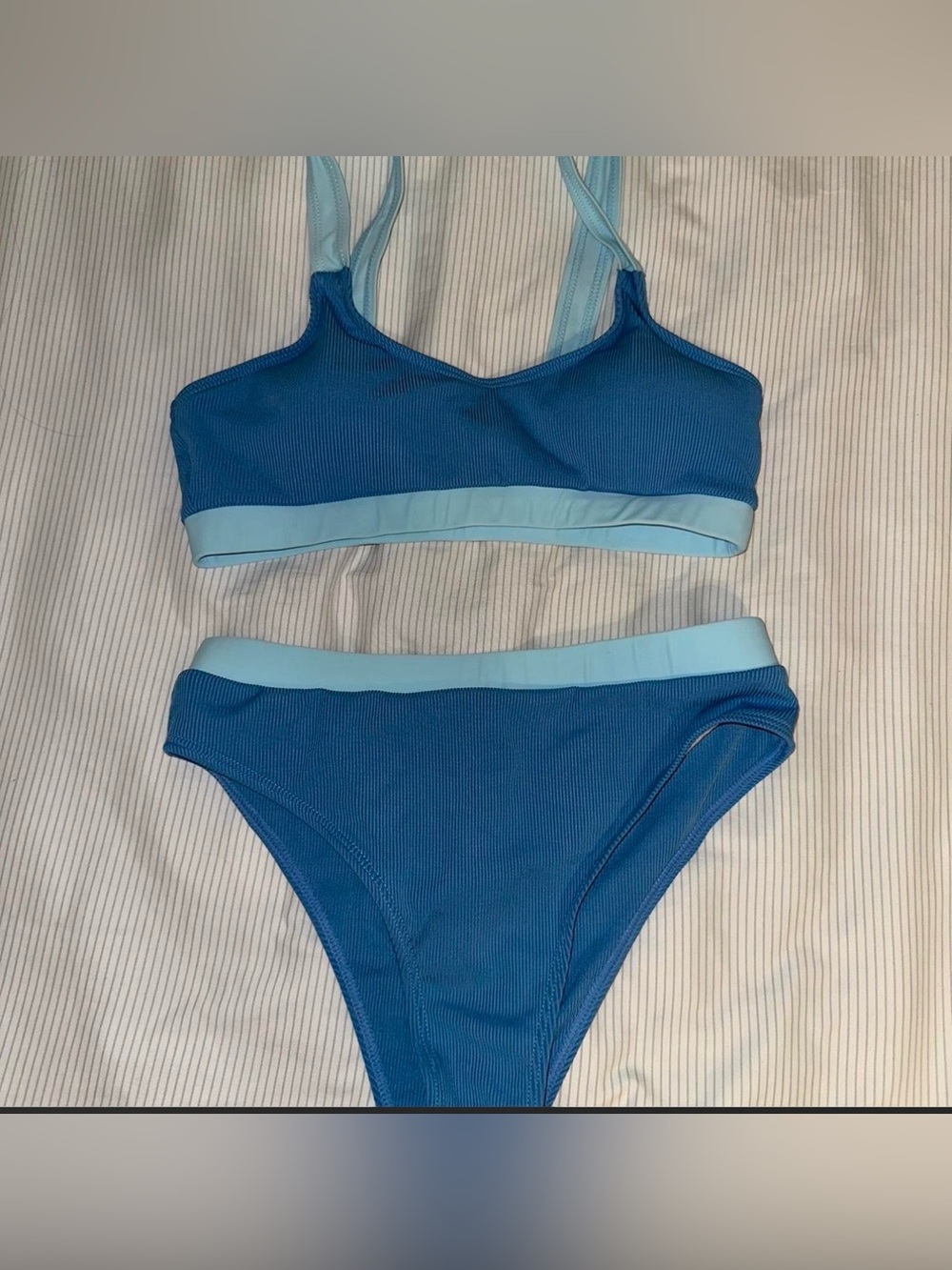 ROMWE Two-Piece Blue Bikini with Light Blue Accents
